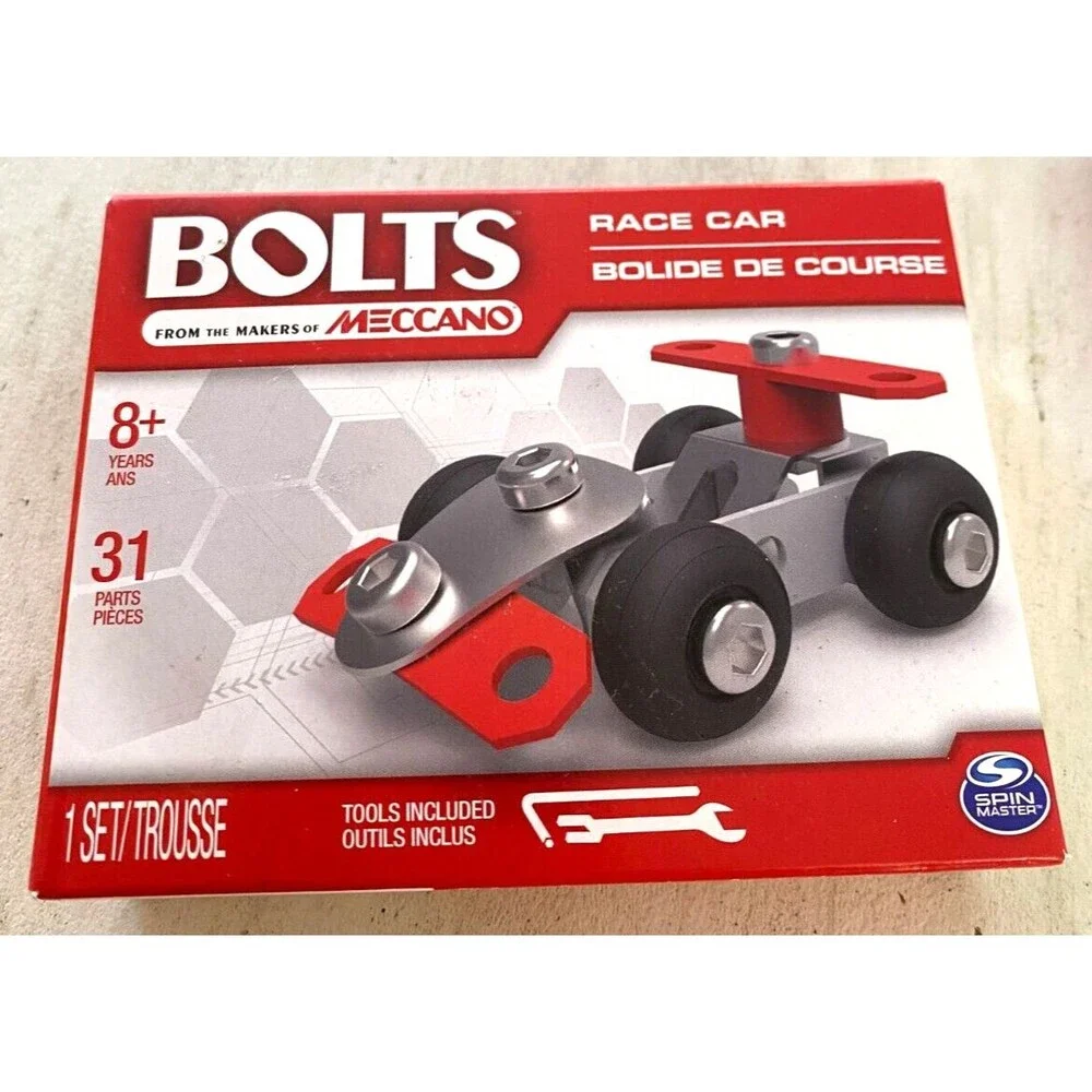 Meccano Lot of 2 Bolts Race Car 26 Pieces, Bulldozer 31 Pieces New Free Shipping